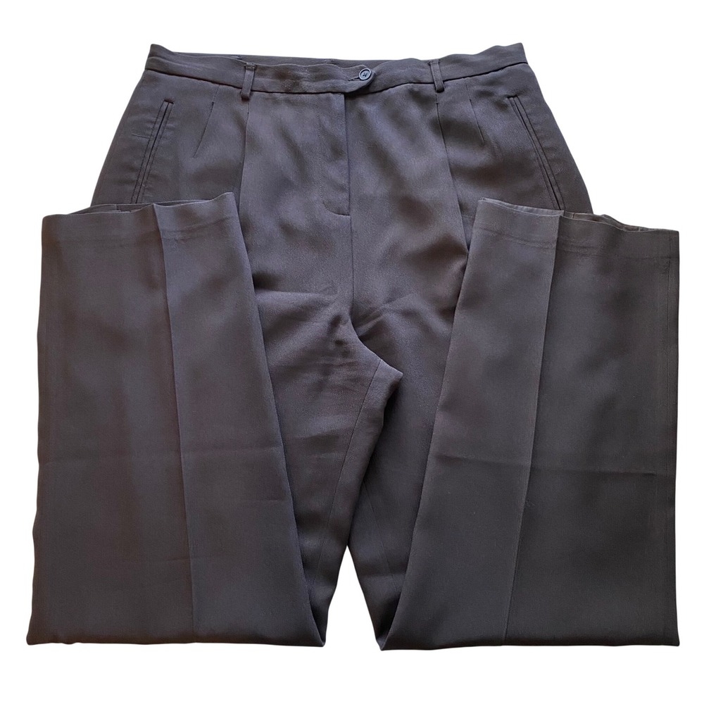Nygard Collection Womens Dress Pants Size 14 Brown Pleated Straight Leg Trousers